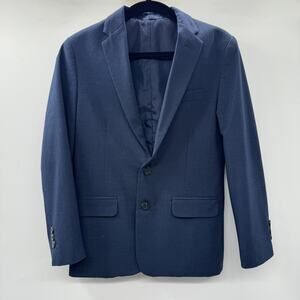 Izod Boys Suit Jacket Sport Coat Size 12 Reg Navy Blue Plaid 2-Button Blazer